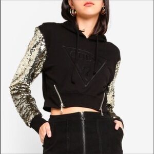 Guess NWT Sequin Crop Jennifer Hoodie - Small